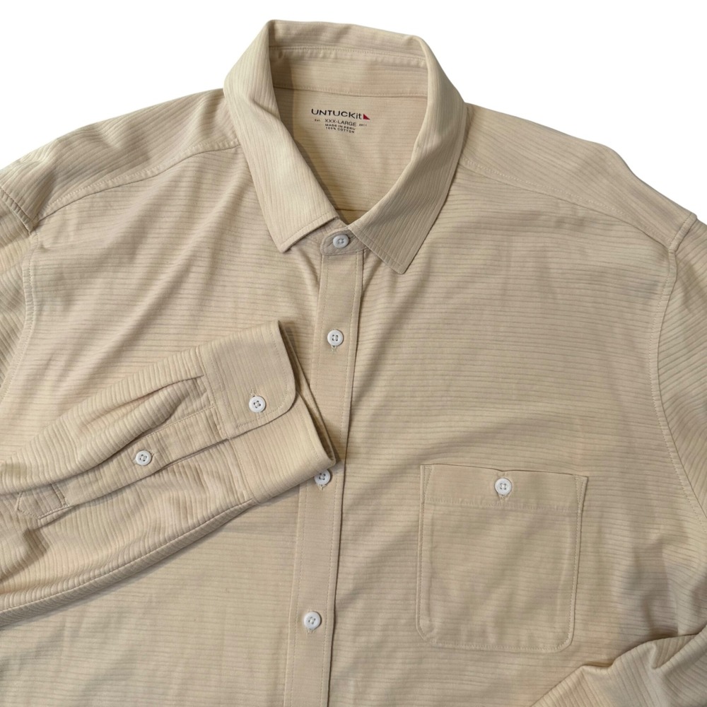 UNTUCKit Mens XXXL Button Down Shirt Textured‎ Cotton Long Sleeve Minimalist
